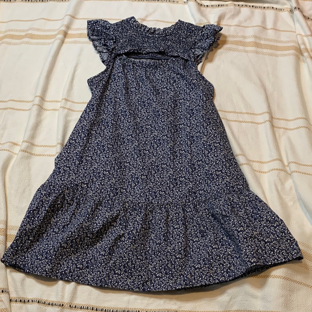 Old Navy Flutter Sleeve Poplin Smocked Cut Out Mini Swing Dress Size Small